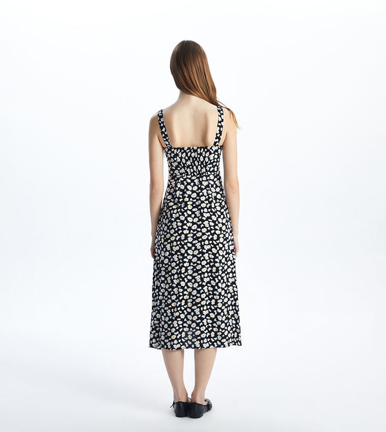 Floral Printed Slit Midi Dress