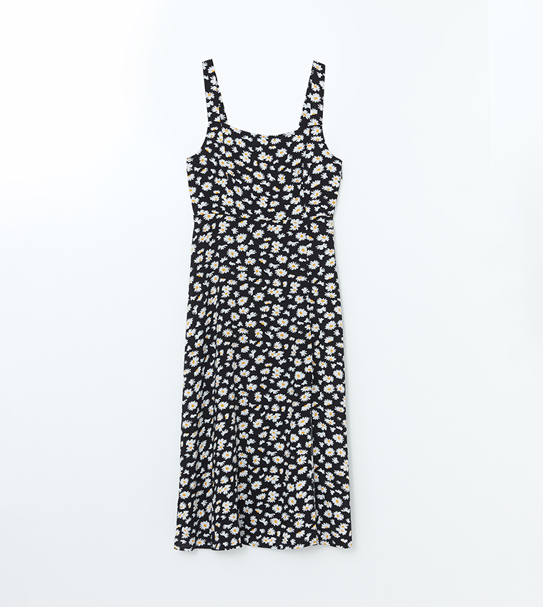 Floral Printed Slit Midi Dress