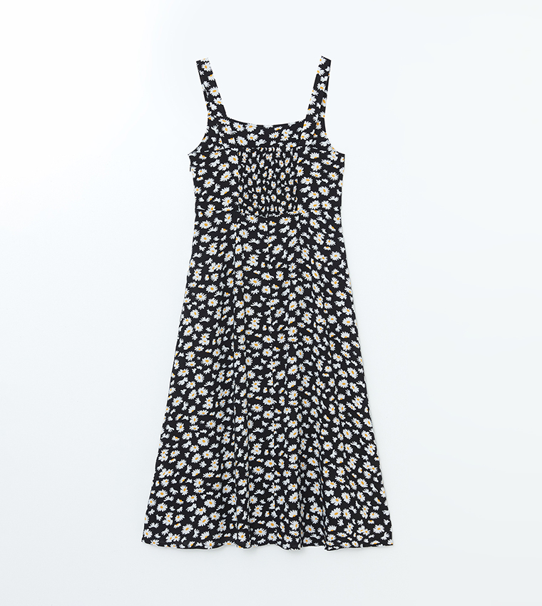 Floral Printed Slit Midi Dress