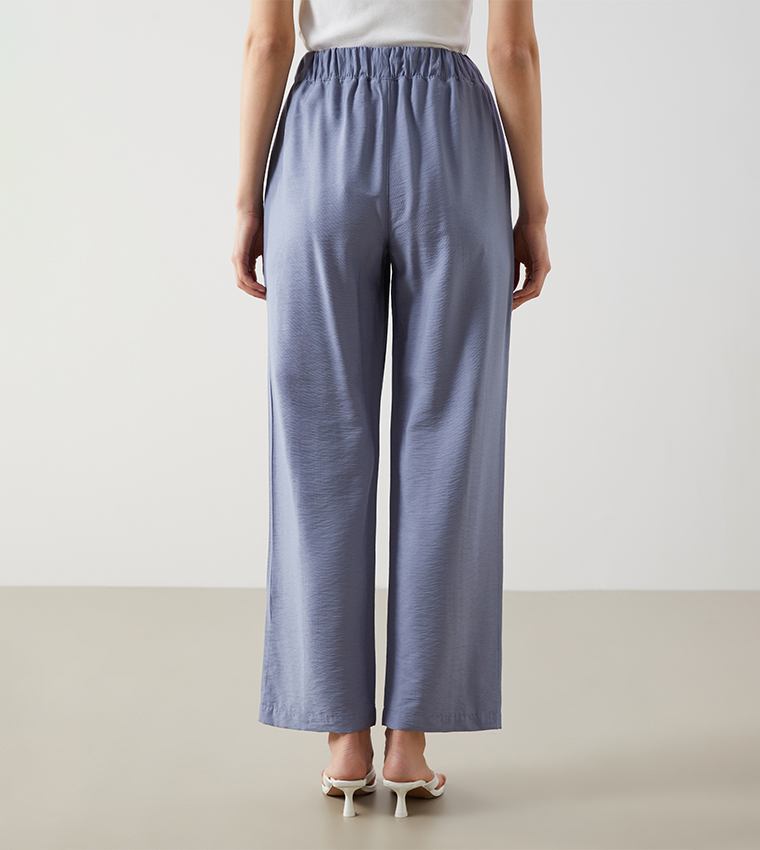 Textured Drawstring Waist Woven Pants