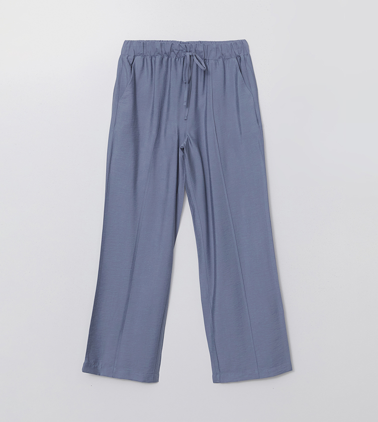 Textured Drawstring Waist Woven Pants