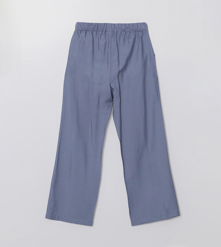 Textured Drawstring Waist Woven Pants