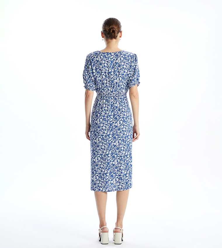 Printed Short Sleeves Midi Dress