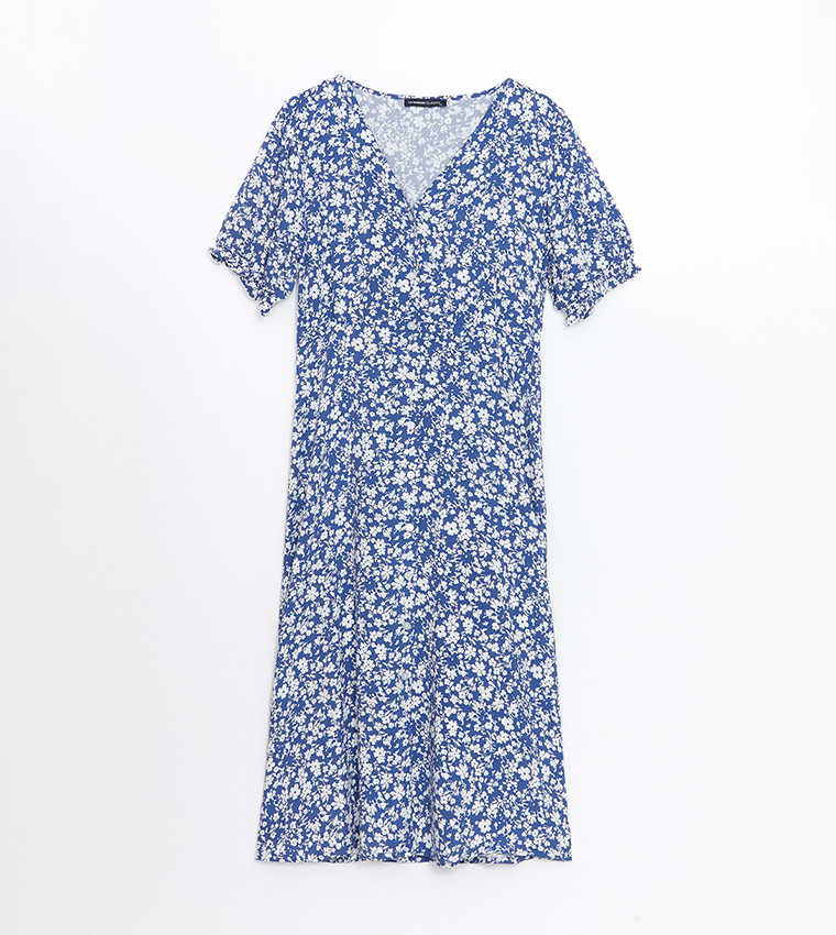 Printed Short Sleeves Midi Dress