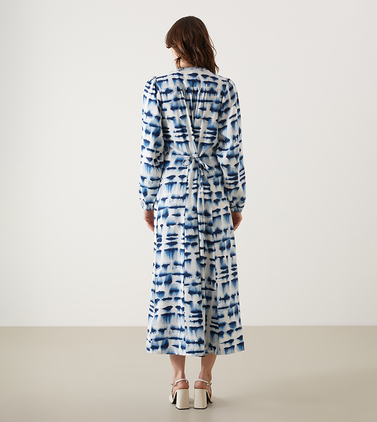 Patterned Long Sleeves Maxi Dress