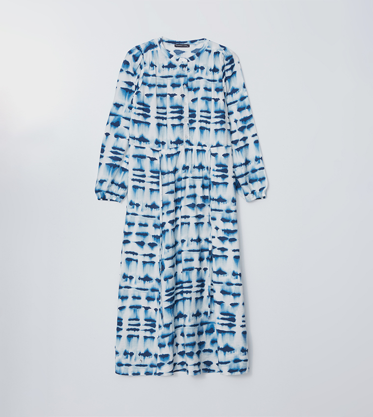 Patterned Long Sleeves Maxi Dress