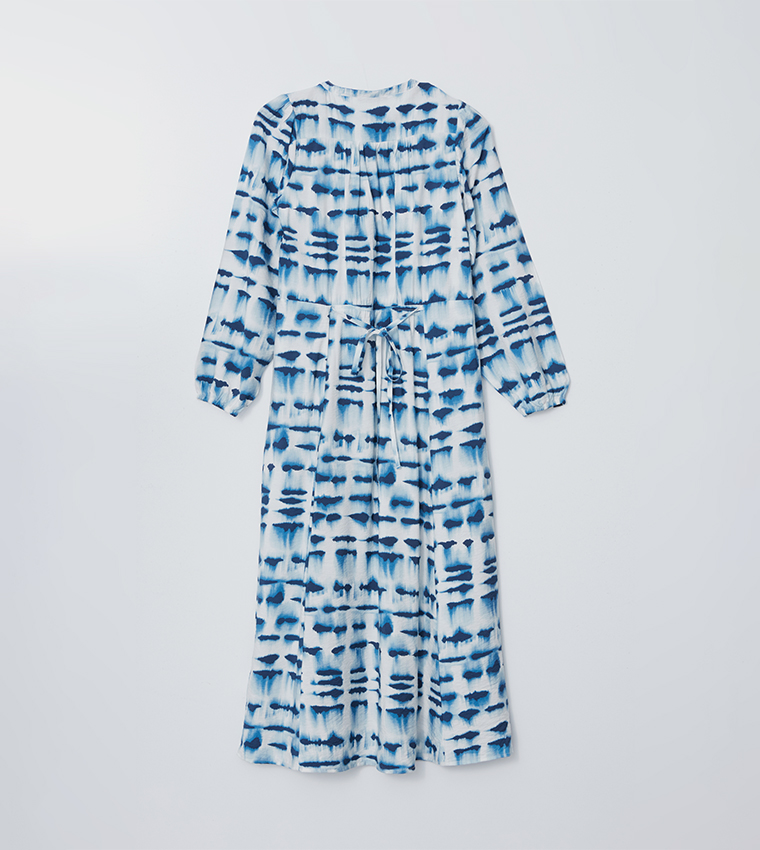 Patterned Long Sleeves Maxi Dress