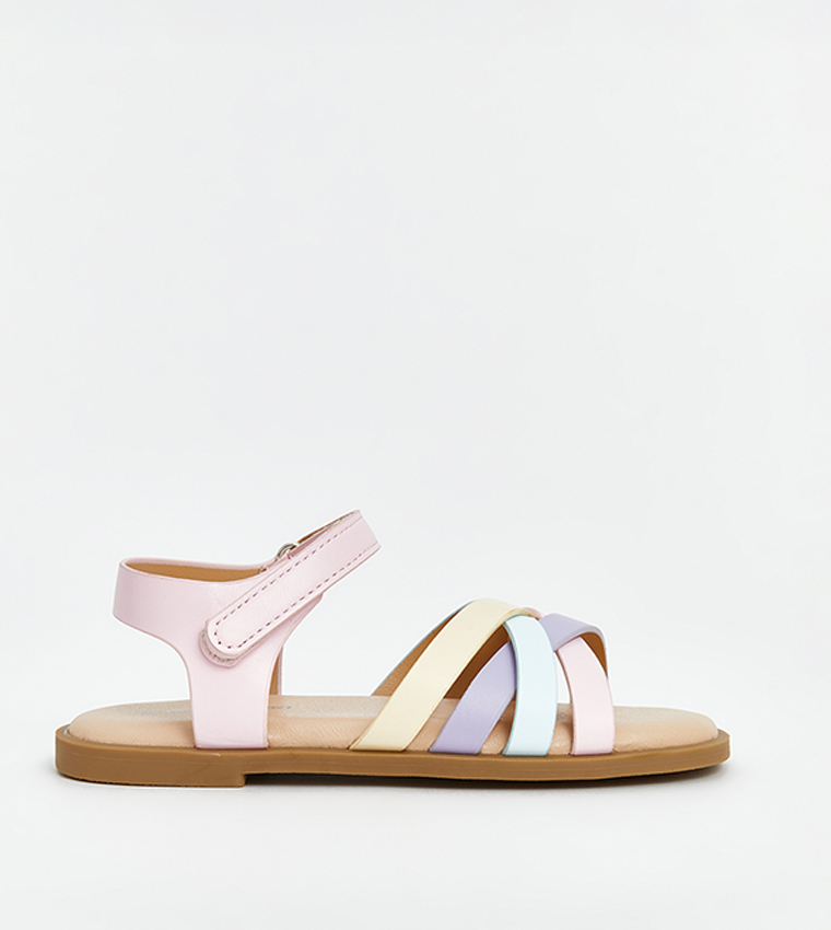 Color Block Criss-Cross Flat Sandals