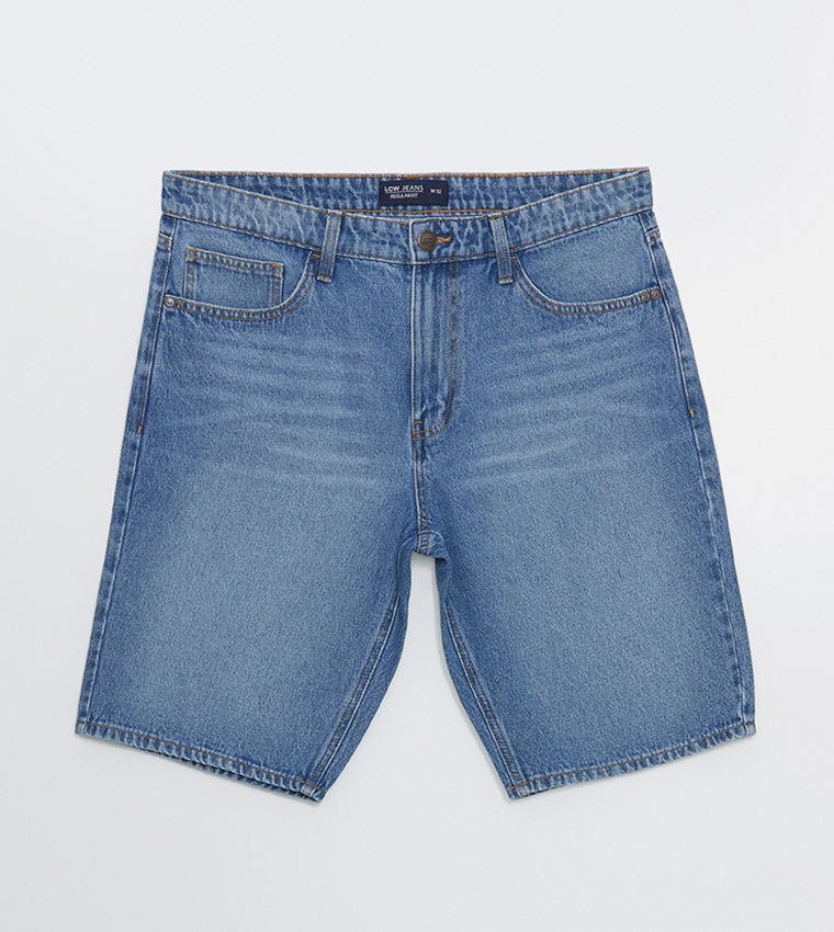 Faded Woven Denim Shorts