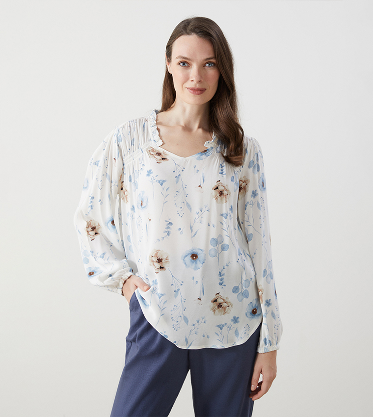 Floral Printed Long Sleeves Top
