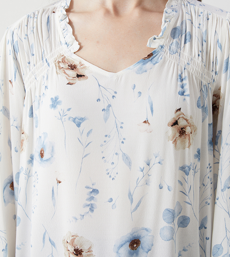 Floral Printed Long Sleeves Top