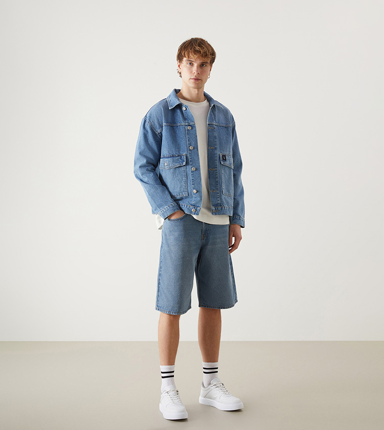 Washed Denim Shorts