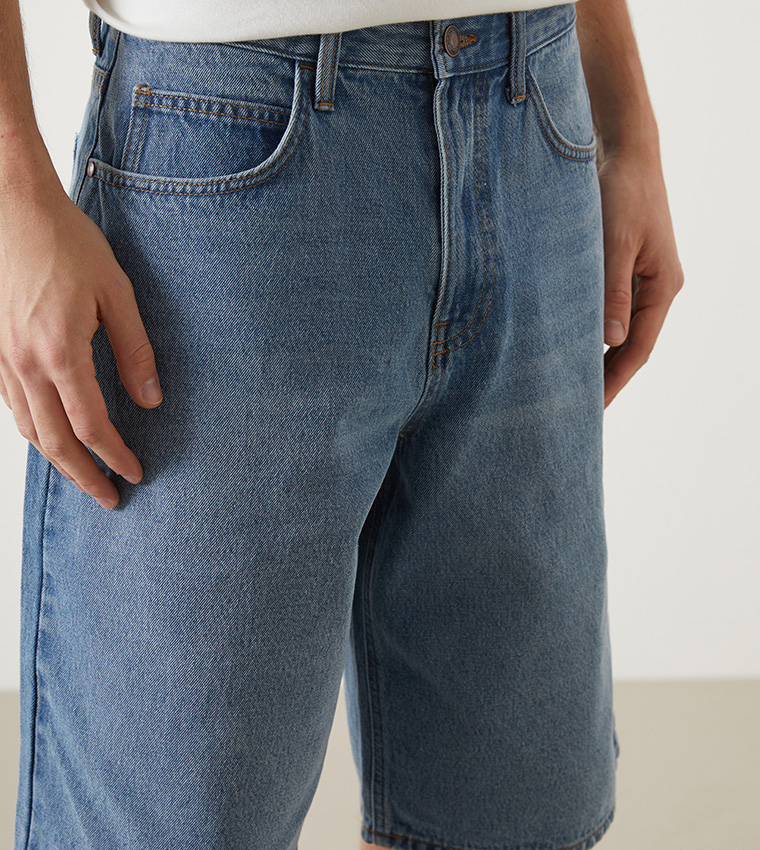 Washed Denim Shorts