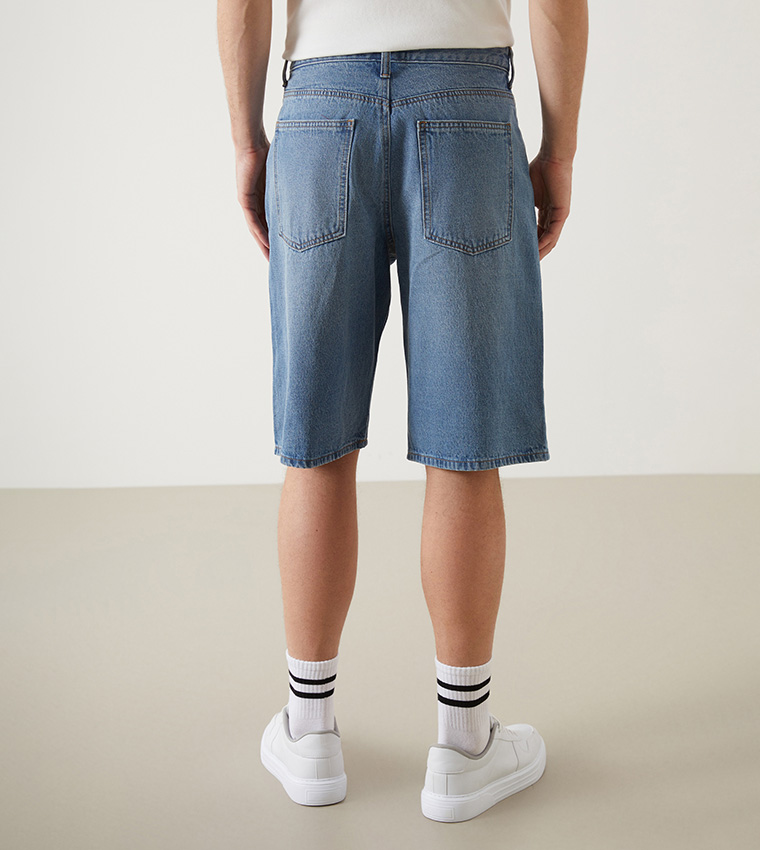 Washed Denim Shorts