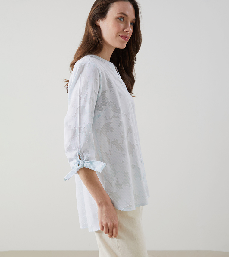 Jacquard 3/4 Sleeves Shirt