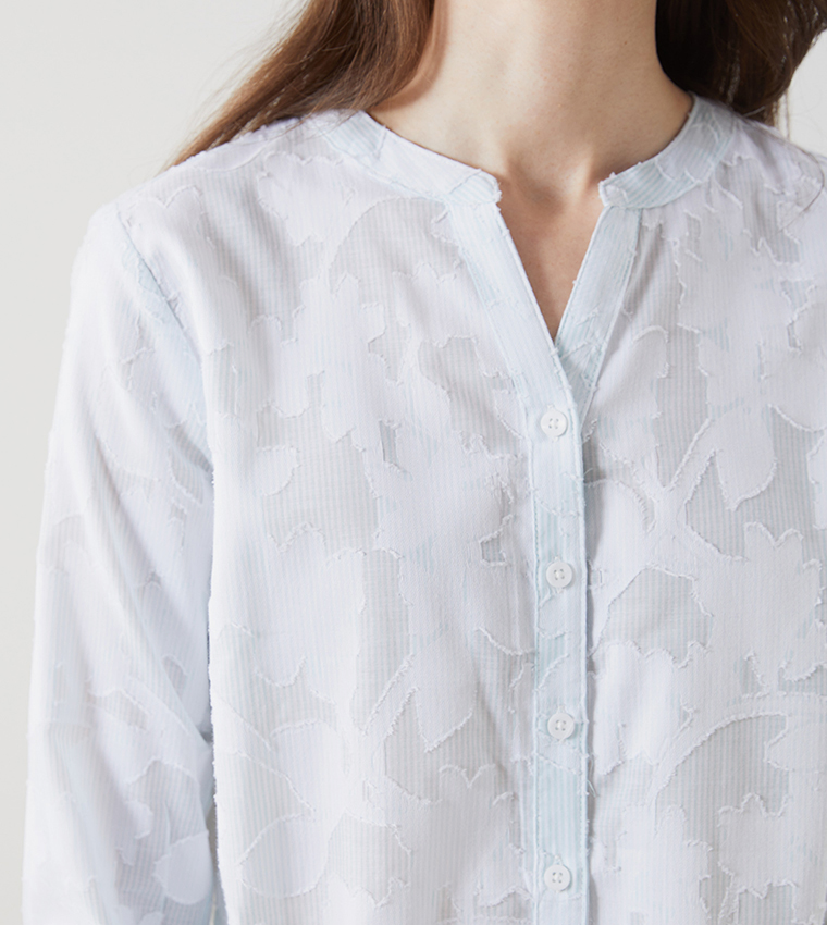 Jacquard 3/4 Sleeves Shirt