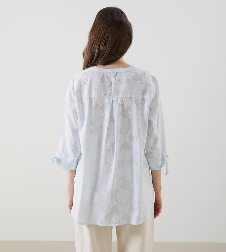 Jacquard 3/4 Sleeves Shirt