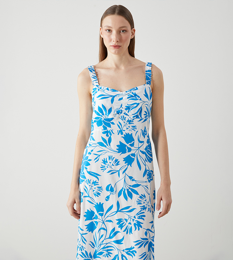 Floral Patterned Strappy Maxi Dress
