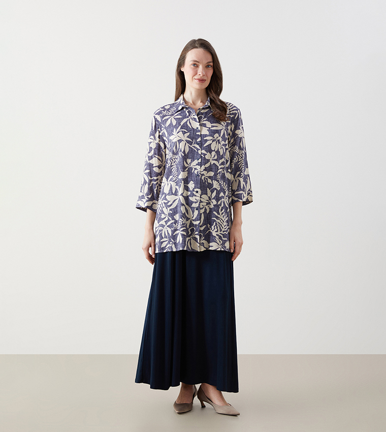 Patterned Button-Front Clothing Set