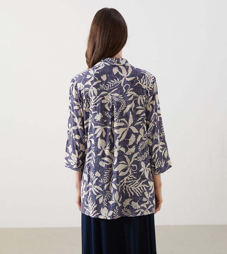 Patterned Button-Front Clothing Set