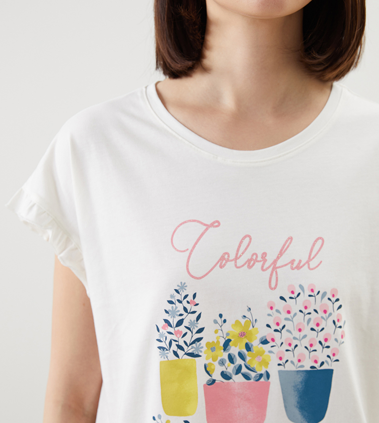Printed Crew Neck Shorty Pyjama Set