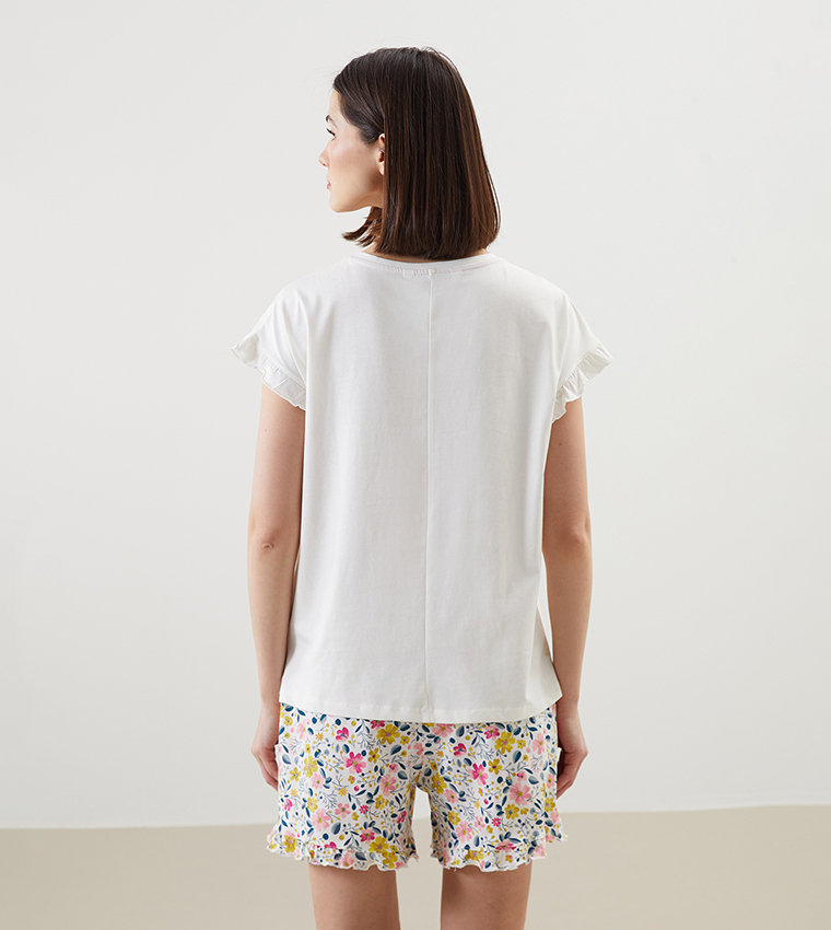 Printed Crew Neck Shorty Pyjama Set
