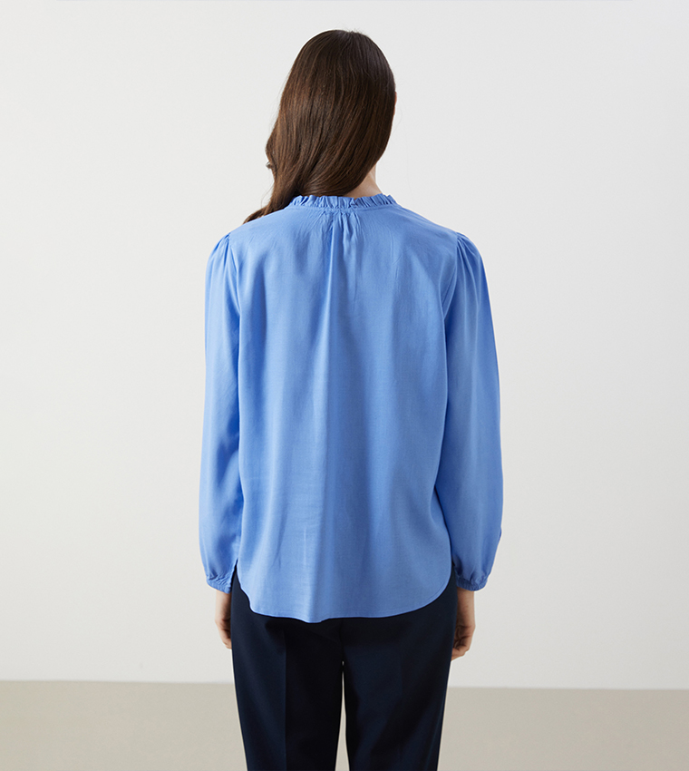 Ruched Detail Long Sleeves Top