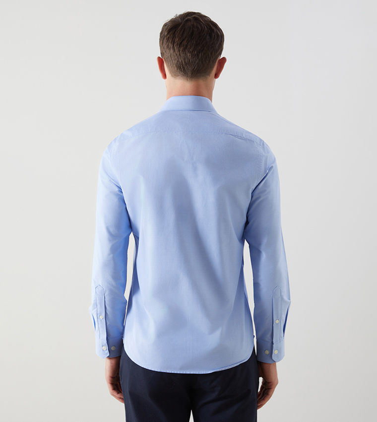Dobby Weave Slim Fit Long Sleeves Shirt