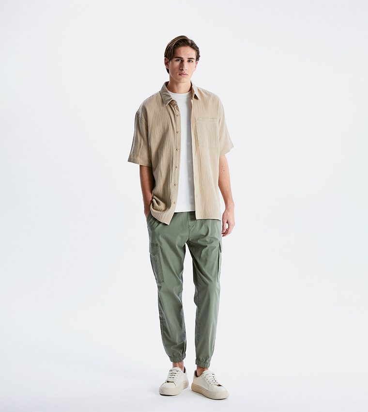 Drawstring Waist Cargo Jogger Pants