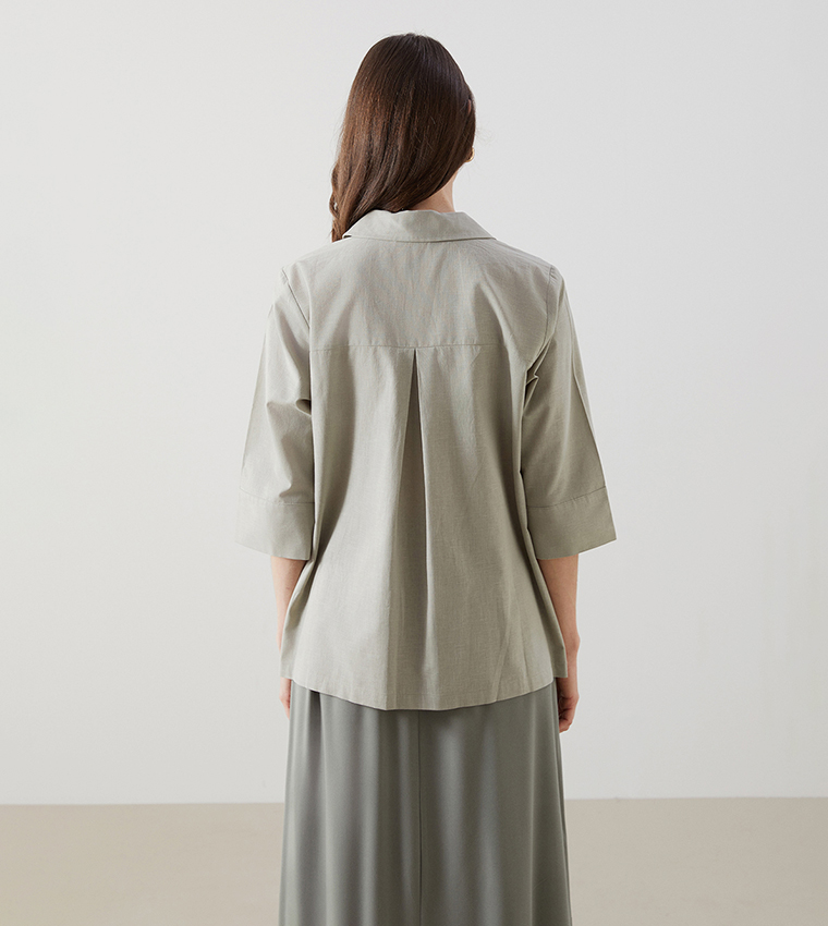 Embroidered 3/4 Sleeves Shirt