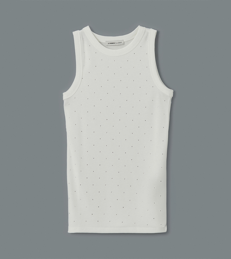 Rhinestone Embellished Sleeveless Top