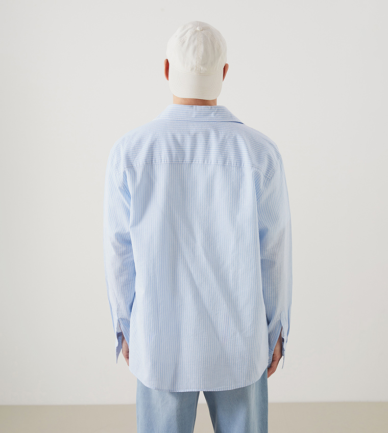 Striped Regular Fit Linen Blend Shirt