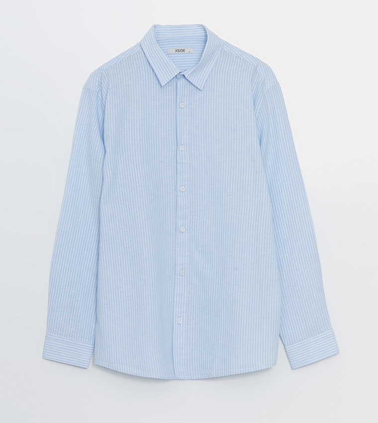 Striped Regular Fit Linen Blend Shirt