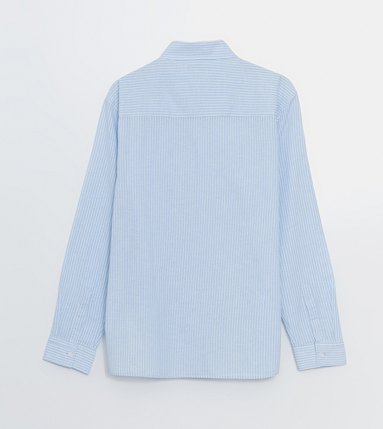 Striped Regular Fit Linen Blend Shirt