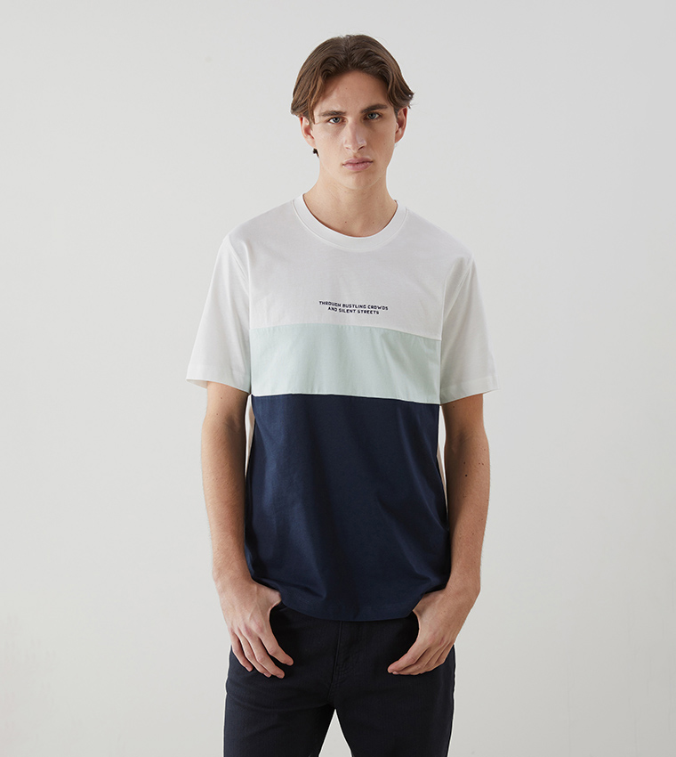 Color Block Crew Neck Jersey T-Shirt