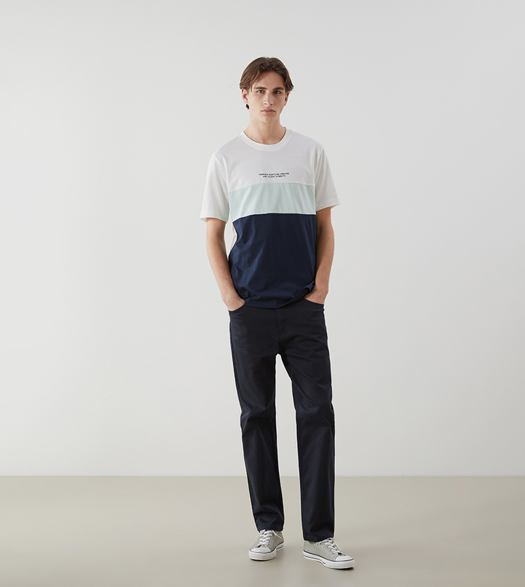 Color Block Crew Neck Jersey T-Shirt