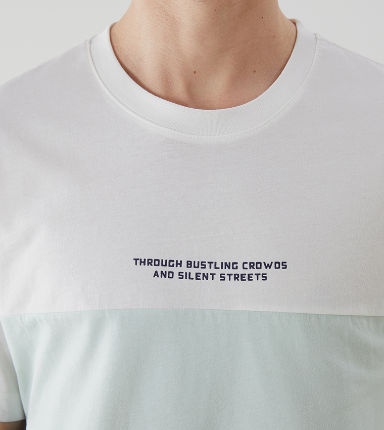 Color Block Crew Neck Jersey T-Shirt