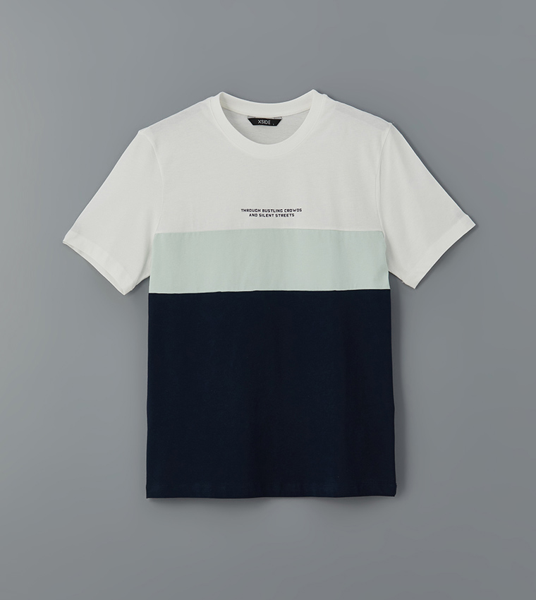 Color Block Crew Neck Jersey T-Shirt