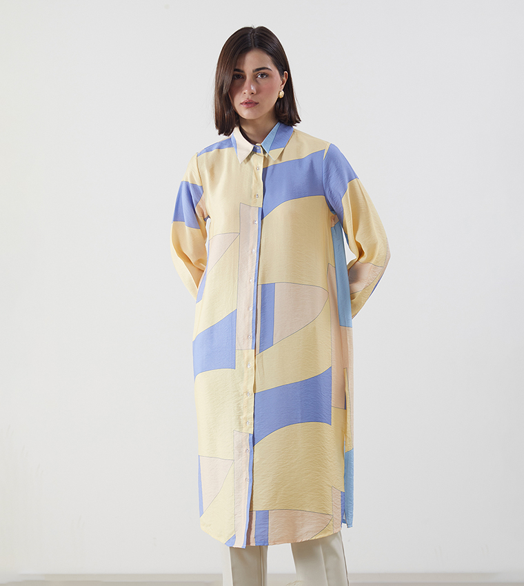 Patterned Long Sleeves Shirt Tunic