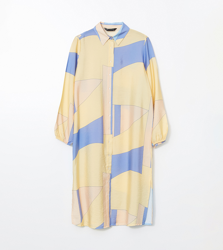 Patterned Long Sleeves Shirt Tunic