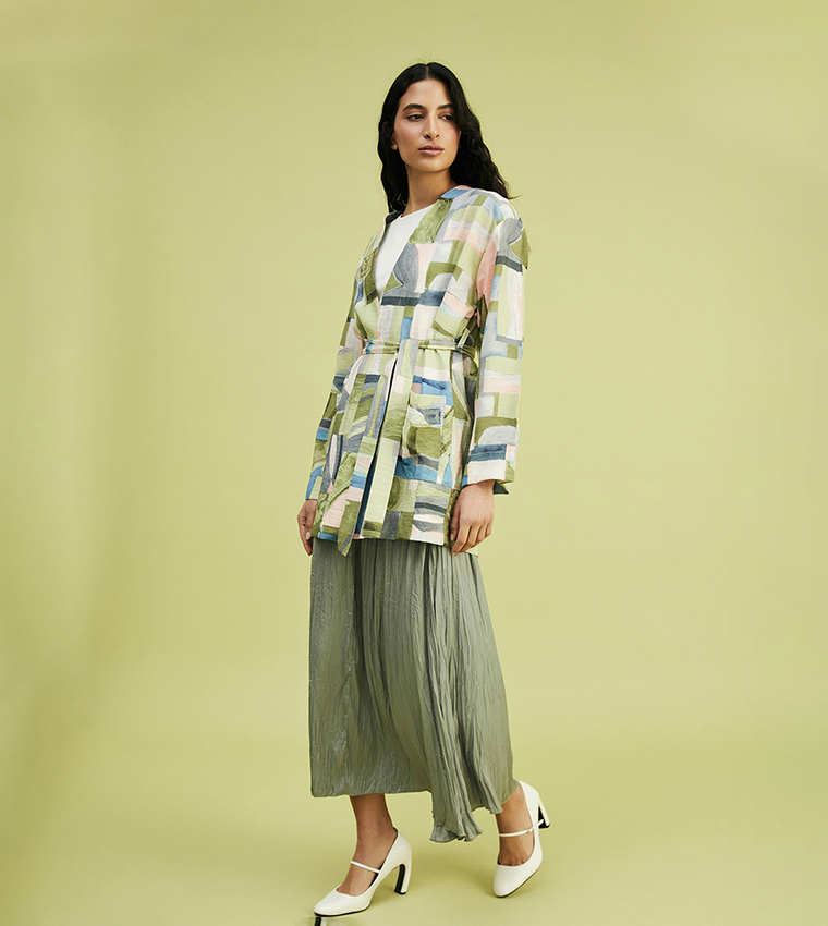 Patterned Long Sleeves Oversized Kimono