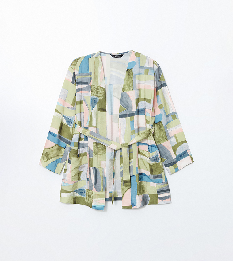 Patterned Long Sleeves Oversized Kimono