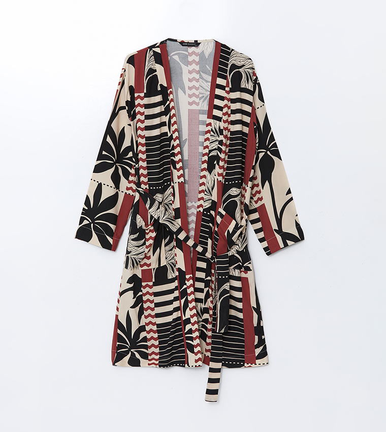 Patterned Long Sleeves Oversized Kimono
