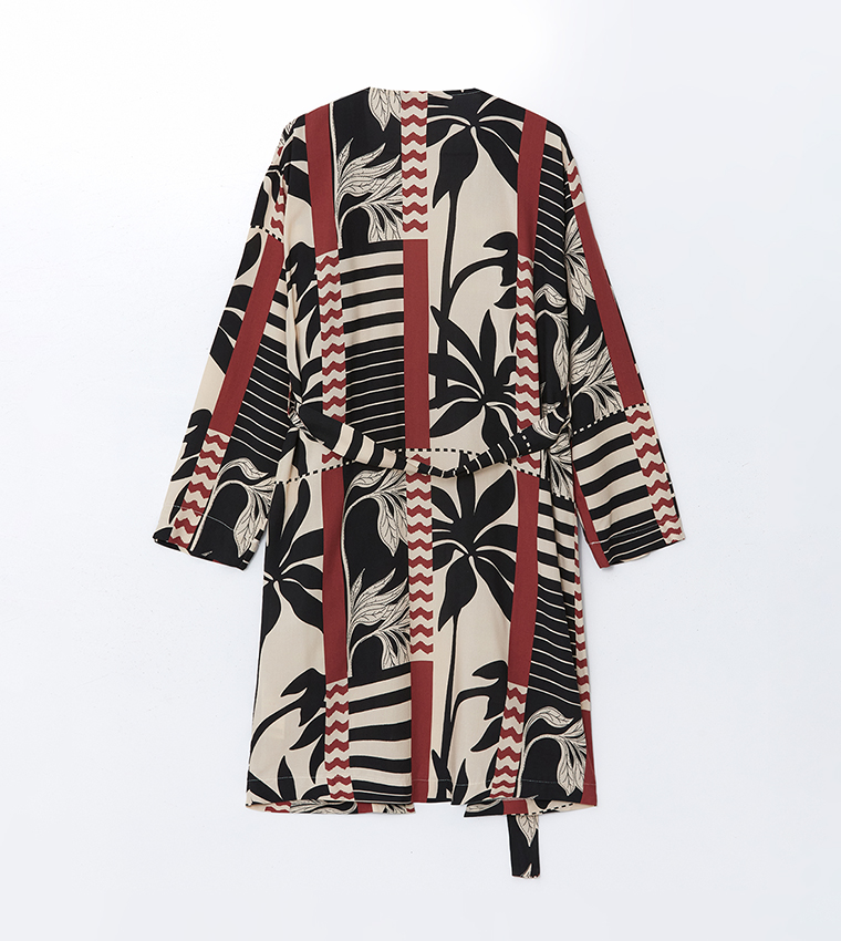 Patterned Long Sleeves Oversized Kimono
