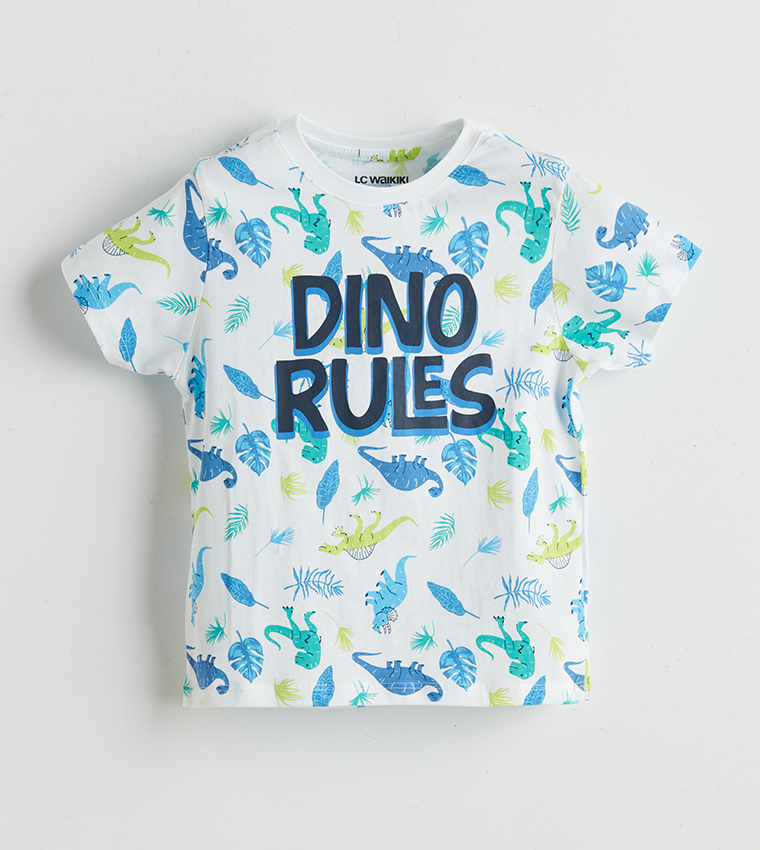 Dinosaur Printed Crew Neck Pyjama Set