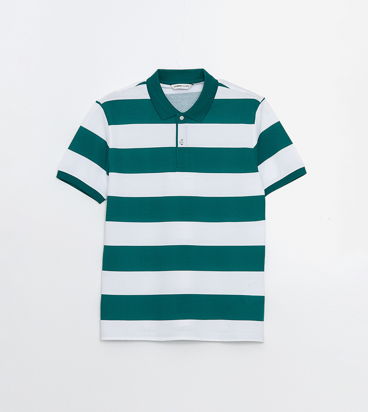 Striped Short Sleeves Pique Polo T-Shirt