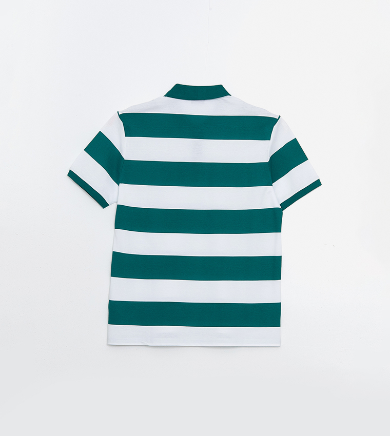 Striped Short Sleeves Pique Polo T-Shirt
