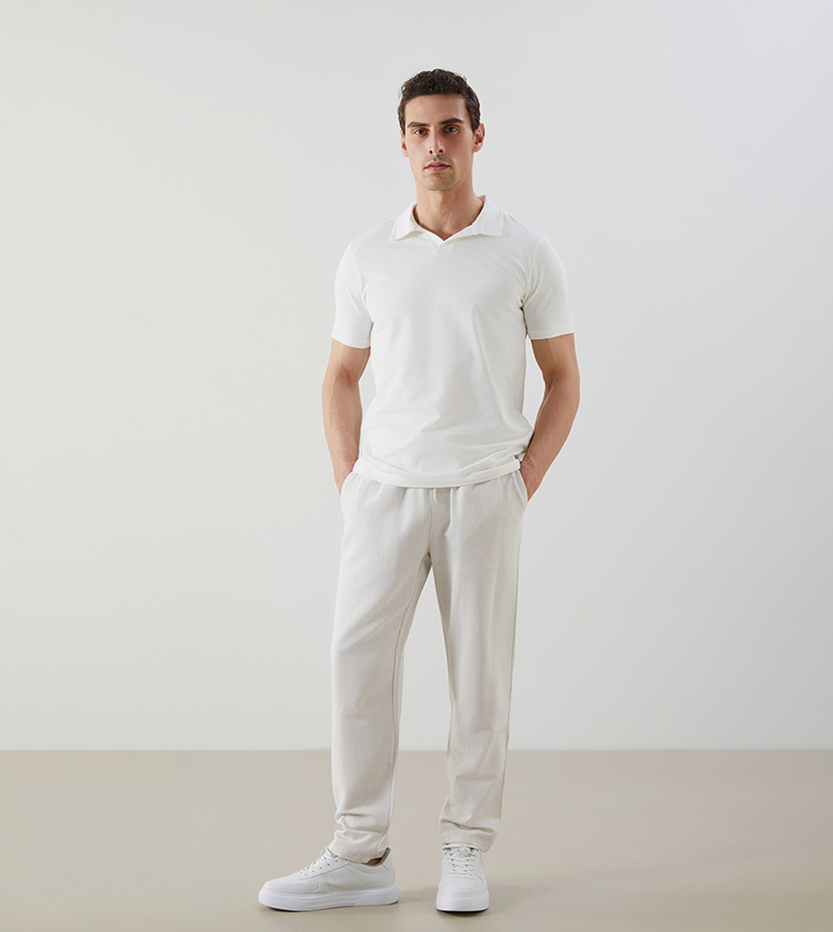 Textured Short Sleeves Polo T-Shirt