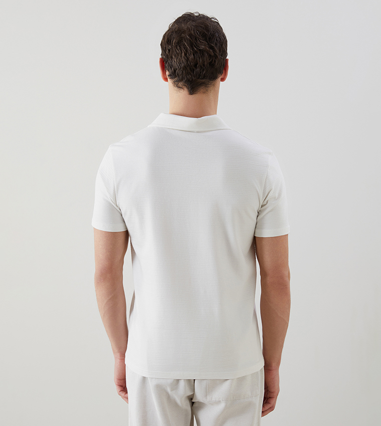 Textured Short Sleeves Polo T-Shirt