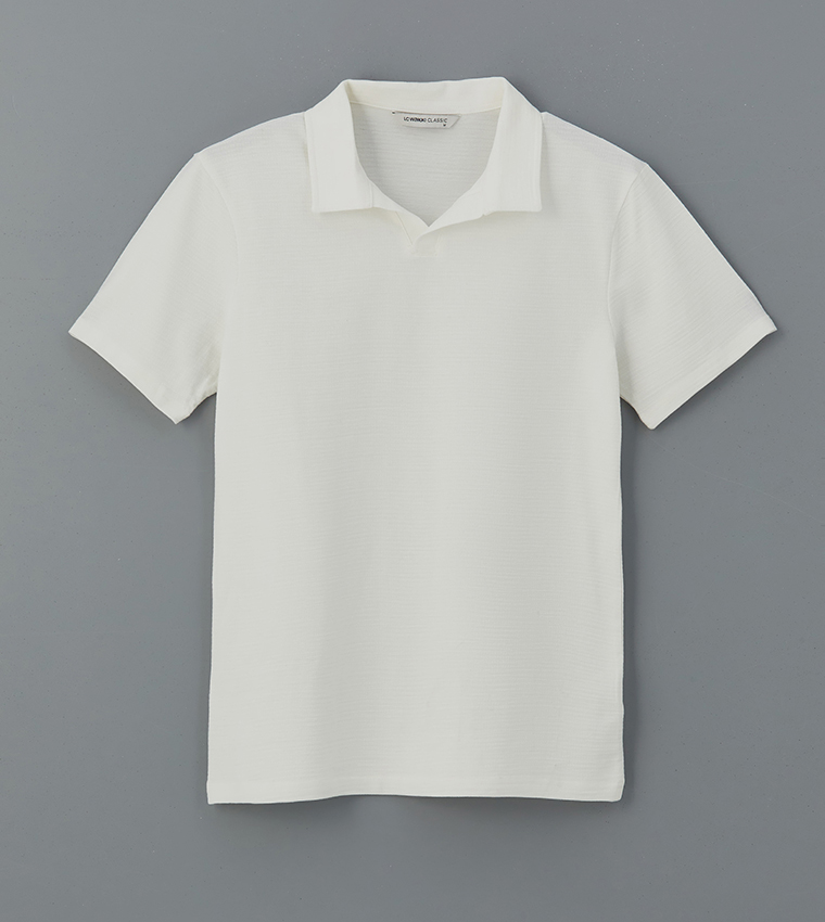 Textured Short Sleeves Polo T-Shirt